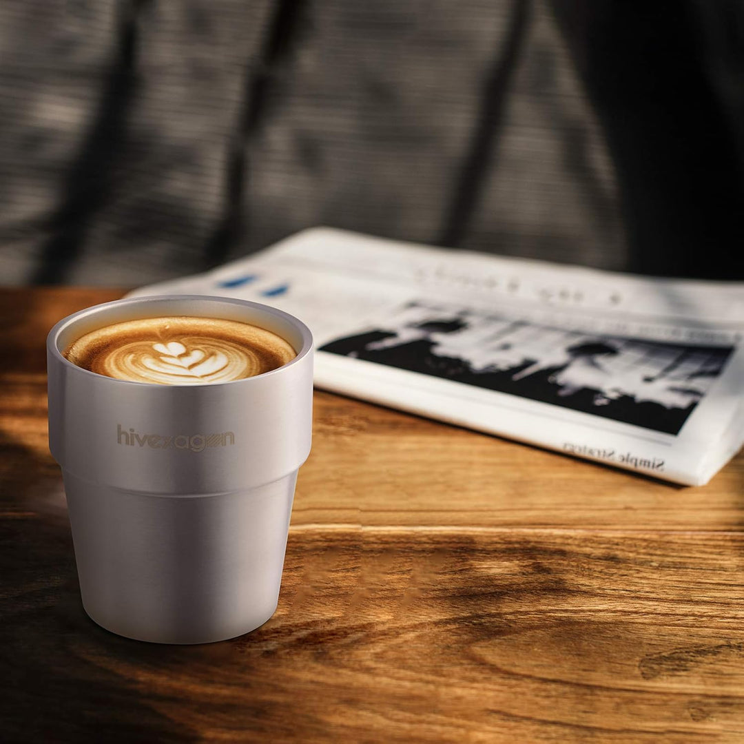 Hivexagon 300ml Set aus 4 Doppelwandigen Edelstahl becher edelstahl tasse- Ideal Für Kalte Getränke
