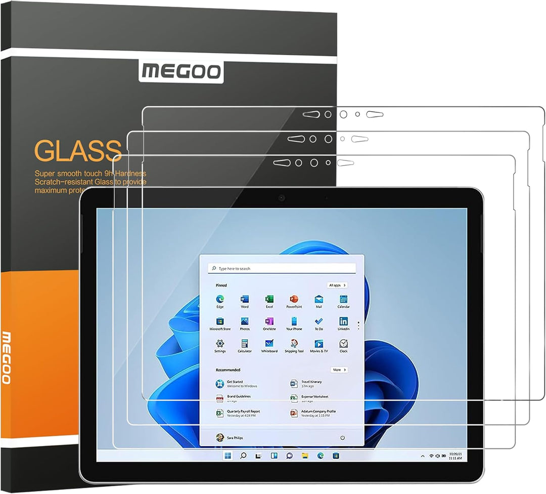 MEGOO (3 Stück) Displayschutzfolie für Surface Go 4/3/2 10.5 Zoll, gehärtetes Premiumglas, Kratzfest