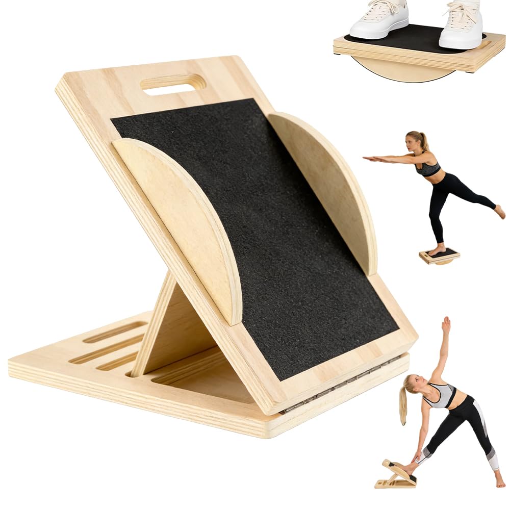 Balance Board Schrägbrett, 2 in 1 Wadendehner Wadentrainer mit 5 Winkeln Slant Einstellbar & Griff,