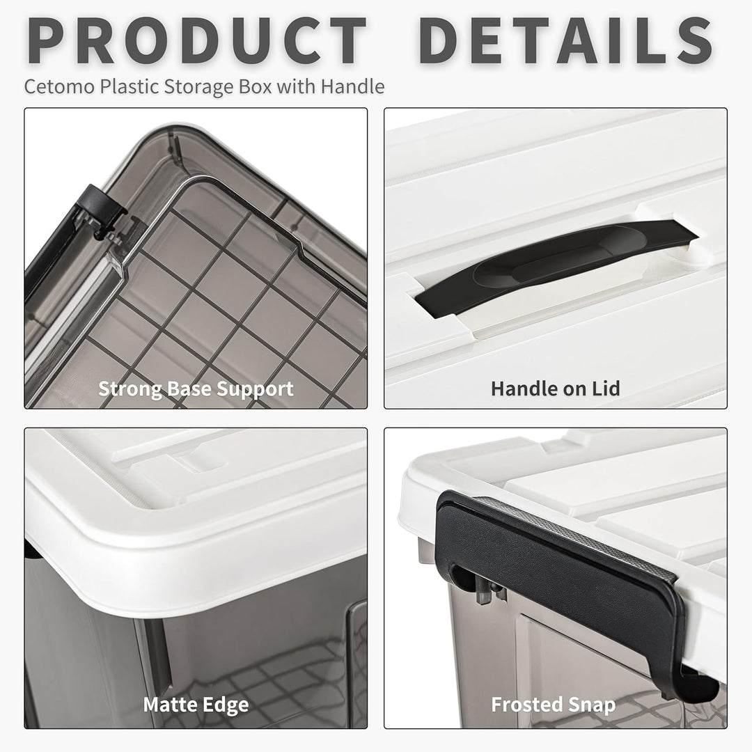 Cetomo 15L*6 Plastic Storage box, Tote box,Organizing Container with Durable Lid and Secure Latching