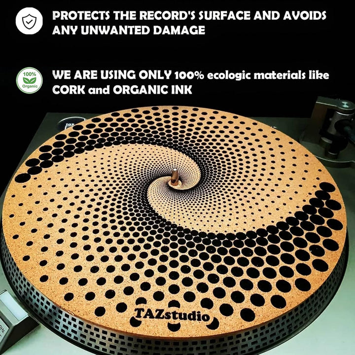 Kork-Plattenspielermatte für besseren Klang auf Vinyl-LP-Plattenspielern – Original geometrisches De
