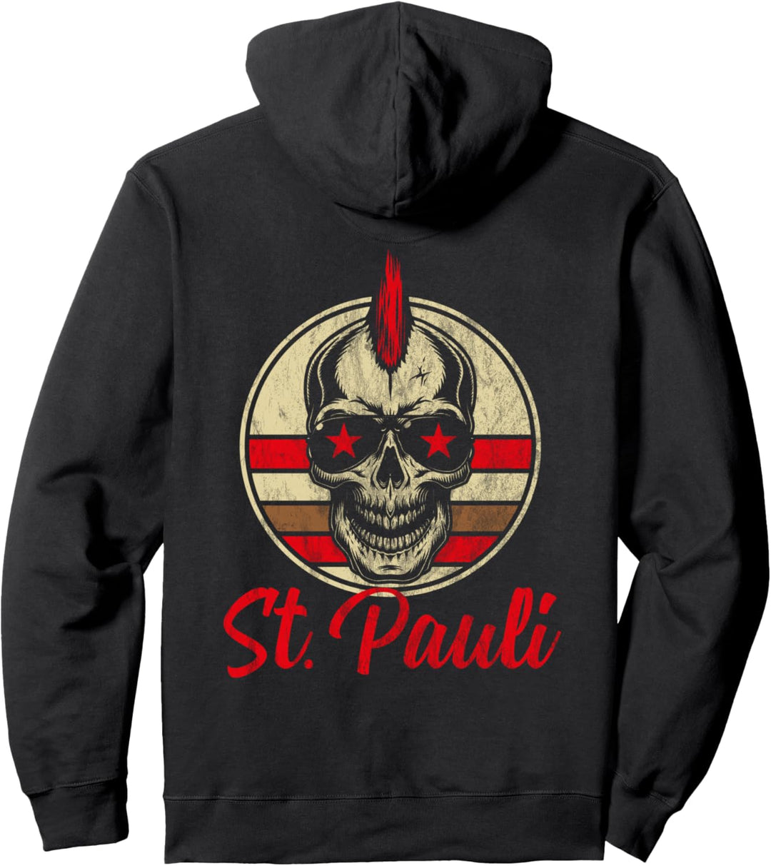 St.Pauli Retro Vintage Totenkopf Paulianer Distressed Outfit Pullover Hoodie