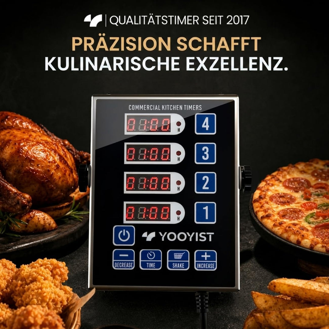 YOOYIST Professionelle Digitaler 4-Kanal-Küchentimer Restaurant Countdown Küchen Timer Kommerziell K