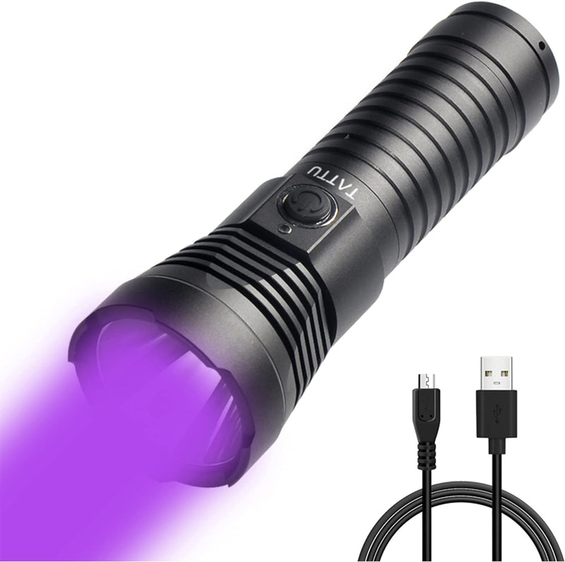 TATTU U3 UV Taschenlampe Wiederaufladbare 395nm Schwarz Licht, 10W Schwarzlicht LED Lampe mit Micro