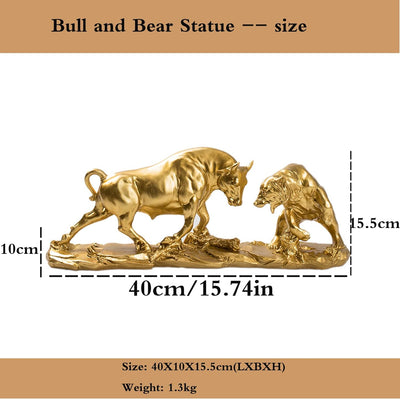 Cutfouwe Wall Street Bull & Bear Schlacht Harz Statue,Abstrakte Figur-Bull Bear Fight Financial Brok
