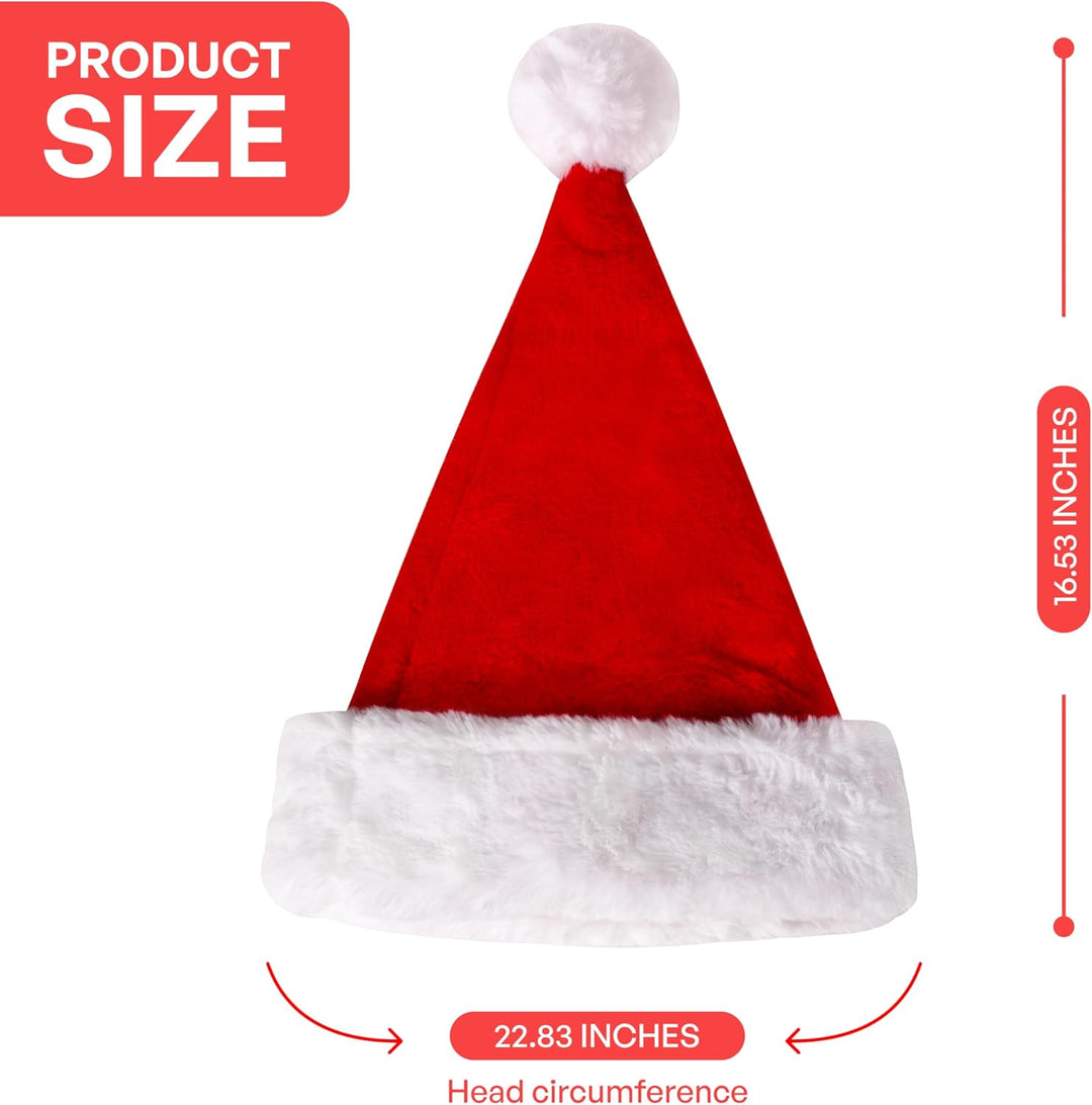 Giggling Getup Weihnachtsmütze, Premium-Weihnachtsmütze, Plüsch-Weihnachtsmütze aus rotem Samt mit B