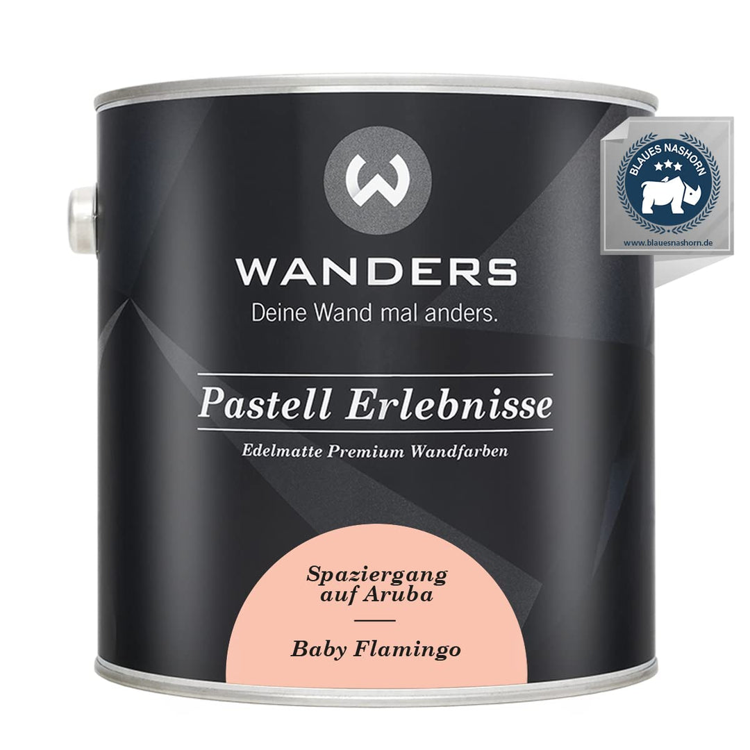 Wanders24 Pastell Erlebnisse (2,5 Liter, Baby Flamingo) edelmatte Wandfarbe - Feine Farben - in 90 F