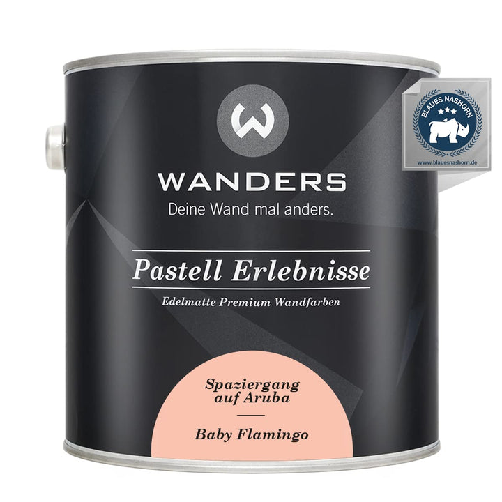 Wanders24 Pastell Erlebnisse (2,5 Liter, Baby Flamingo) edelmatte Wandfarbe - Feine Farben - in 90 F
