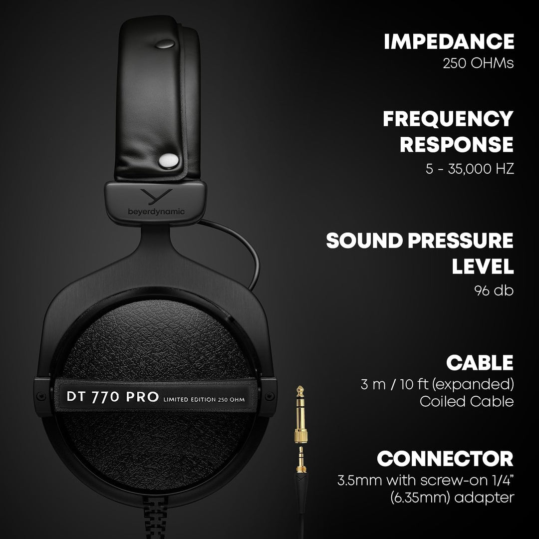 beyerdynamic DT 770 PRO - 250 Ohm LE DT 770 Pro Professionelle Studio-Kopfhörer (Limitierte Schwarze