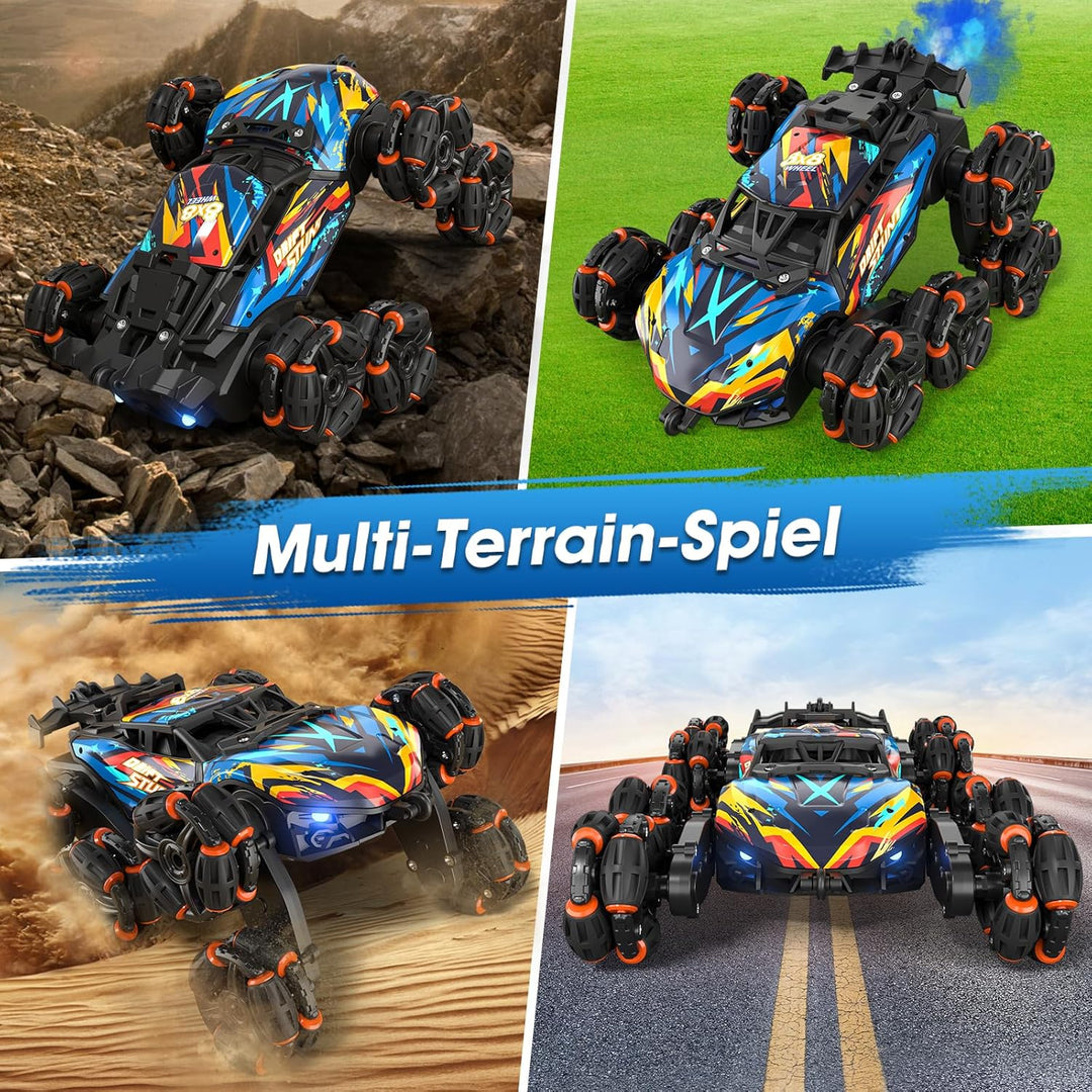 Ferngesteuertes Auto, Ferngesteuertes Auto ab 3 4 5 6 7 8 9 10 Jahre, 8WD RC Stunt Auto mit Handsteu