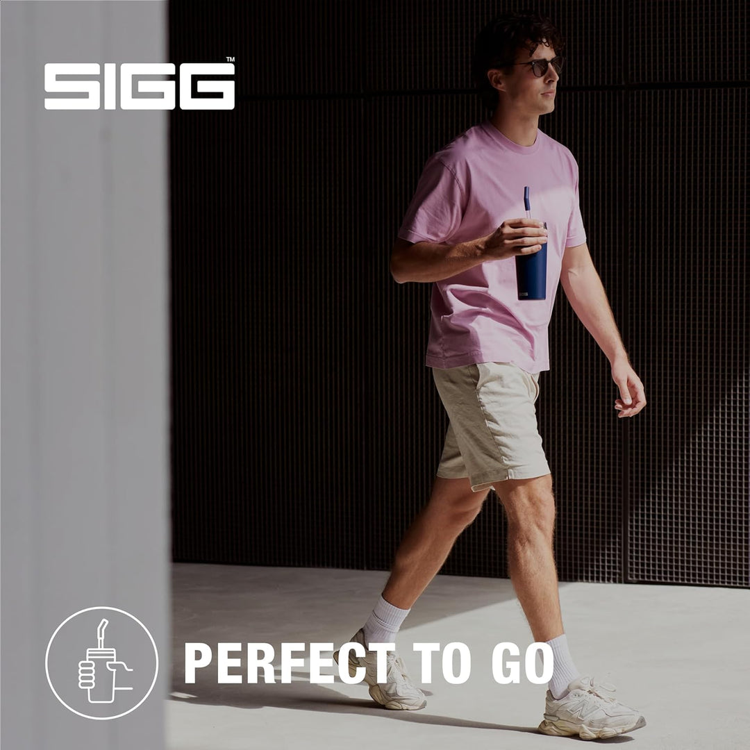 SIGG - Isolierbecher - Travel Mug Helia - Mit wiederverwendbarem Glastrinkhalm & Reinigungsbürste -