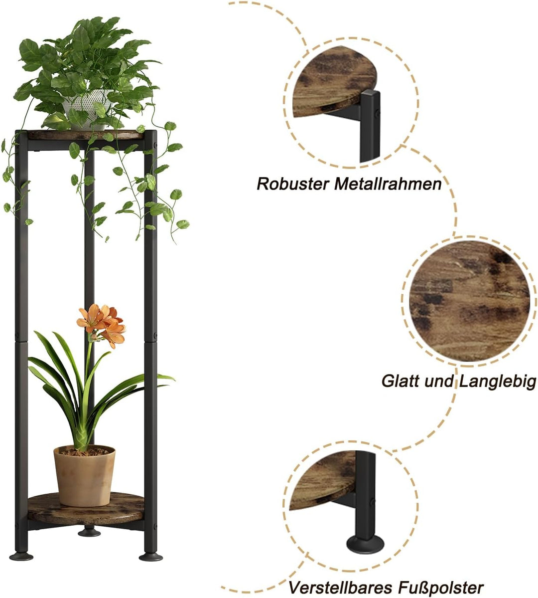 blumenständer Pflanzenständer Metall, hoch,moderne Blumenaufbewahrung, Pflanzenregal für den Innenbe