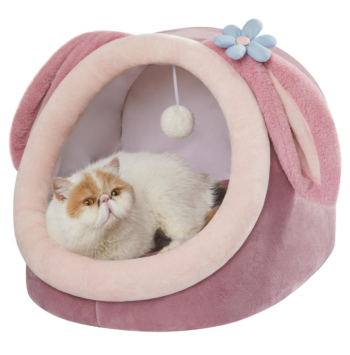 Jiupety Nettes Katzenhöhle, Katzen höhle Katzen bettchen, Katzenbett Flauschig L (45 cm x 43 cm x 37