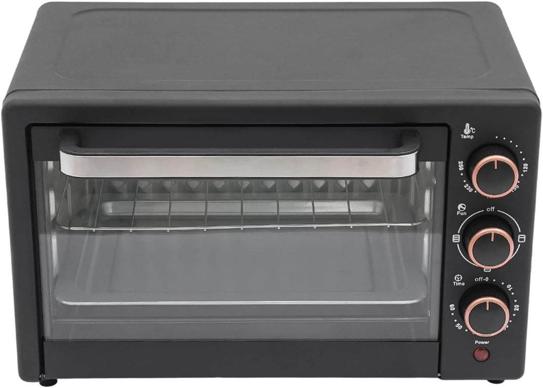 Mini Backofen Schwarz/Weiss 22 Liter Pizzaofen mit 60 min Timer 1000W Elektrobackofen 120°C-250°C Ei