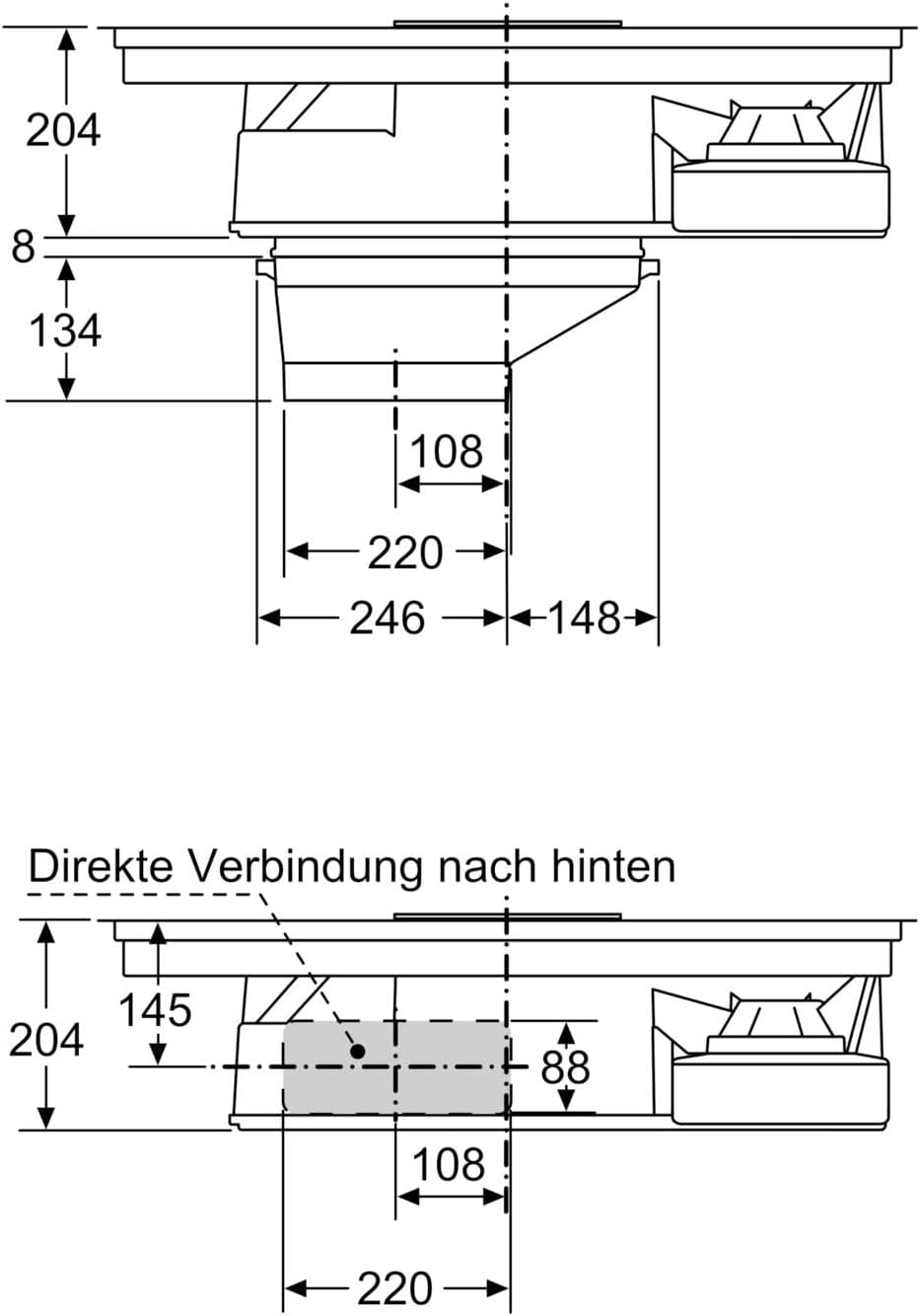 Bosch PKM845F11E Serie 6 Cerankochfeld mit Dunstabzug (autark), 80 cm breit, Made in Germany, CombiZ