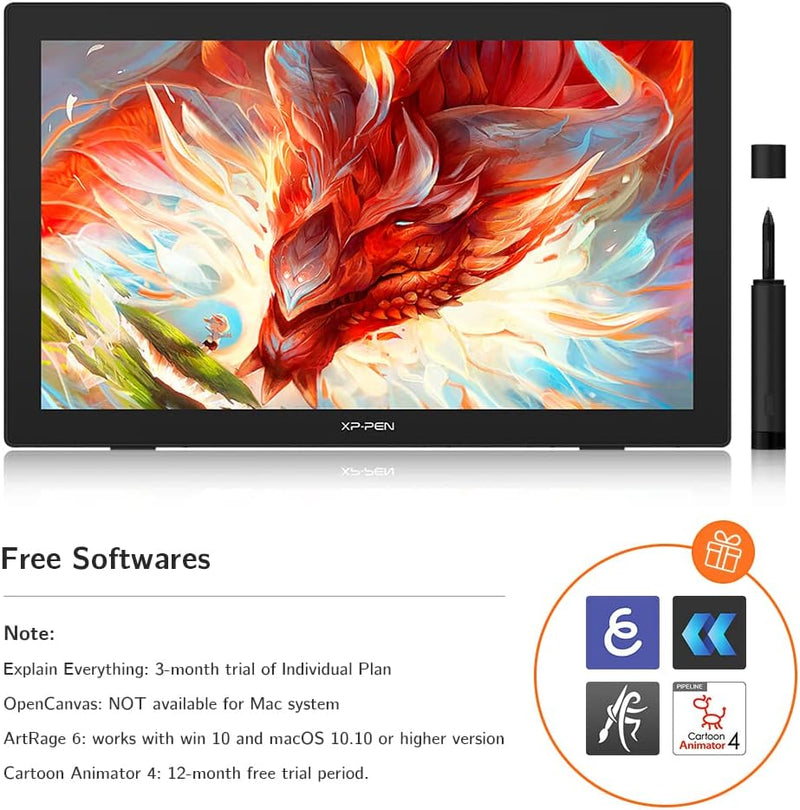 XP-PEN Artist 24 Pen Display 23.8 Inch Graphics Tablet with Display, 127% sRGB Colour Space, 2560 x