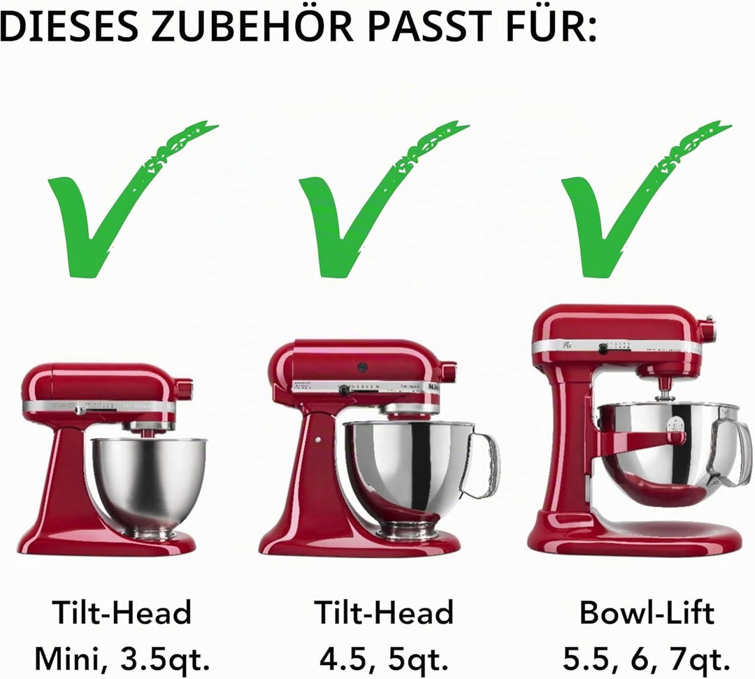 KitchenAid KSMPEXTA Nudelpresse-Aufsatz, Edelstahl, Weiss/opulenter Garten, Nudelpresse-Aufsatz
