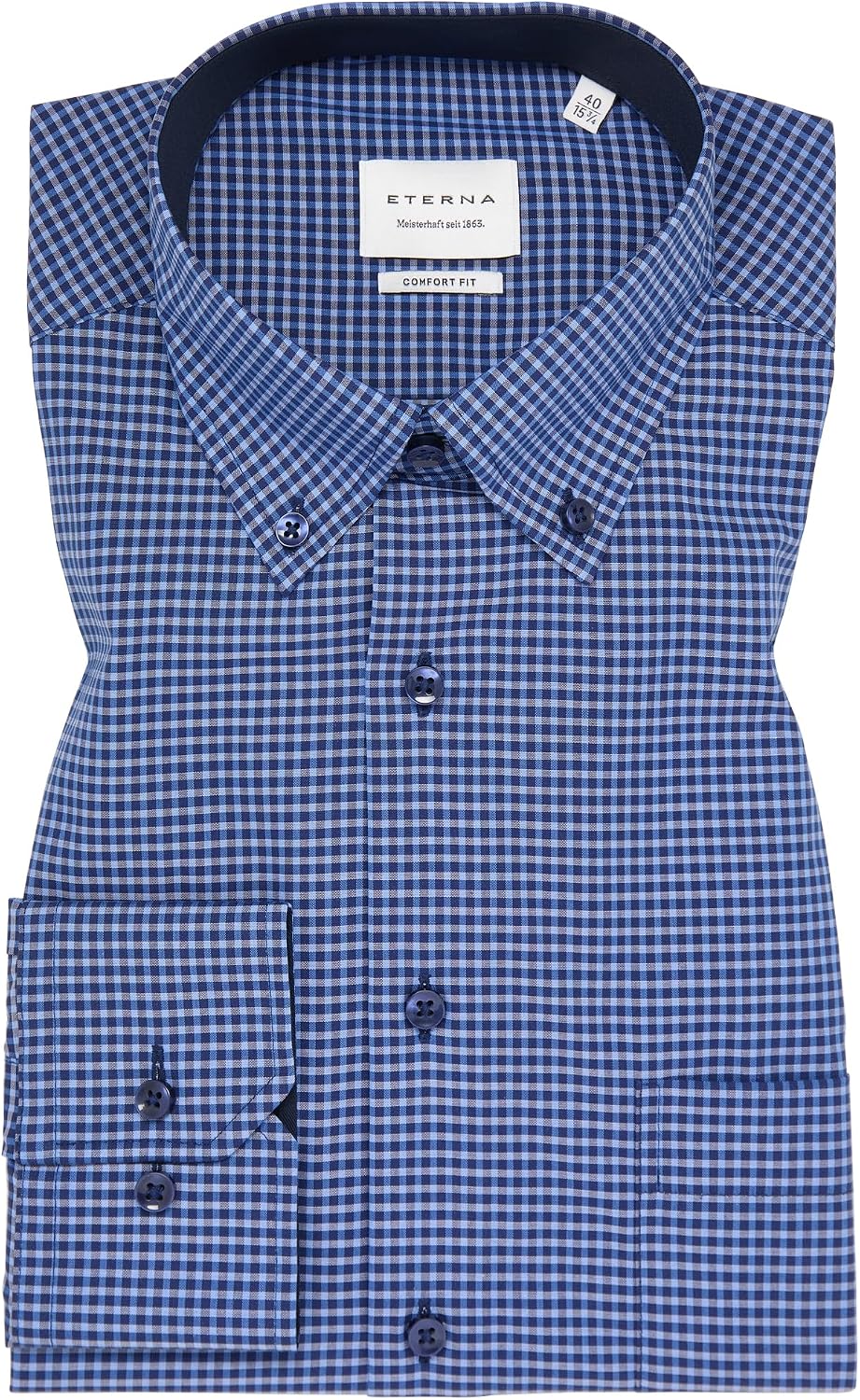 ETERNA Comfort Fit Hemd Langarm New Kent Kragen Muster rot 42 Hellblau, 42 Hellblau