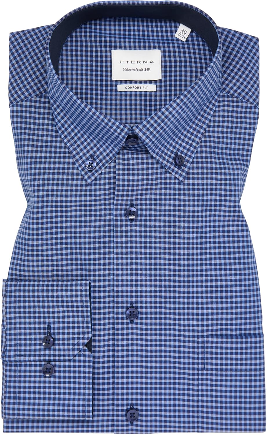 ETERNA Langarm Hemd COMFORT FIT Popeline unifarben 43 Blau, 43 Blau
