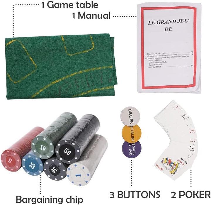 powerking Pokerset für Texas Holdem, Blackjack 300 Chips Pokerset mit Tischdecke Spiel für Familie F