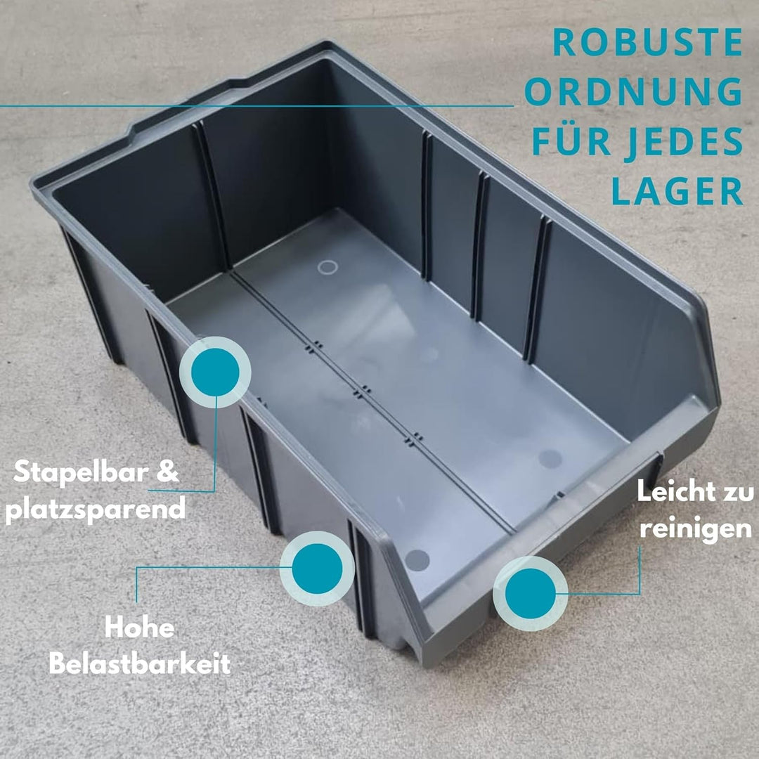 RODOPI 9er Set Stapelboxen, Grösse XL | Sichtlagerkästen 489x304x185mm | Robuste Lagerboxen für Werk