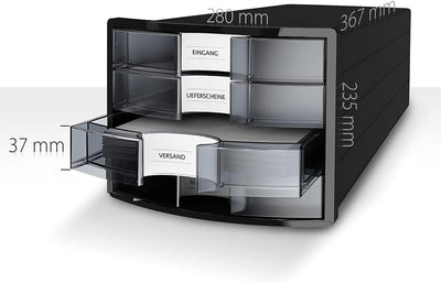 HAN Schubladenbox IMPULS 2.0 abschliessbar mit 3 geschlossenen Schubladen für DIN A4/C4 inkl. Beschr