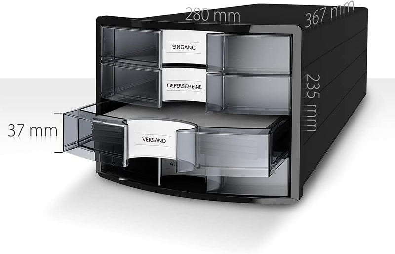 HAN Schubladenbox IMPULS 2.0 abschliessbar mit 3 geschlossenen Schubladen für DIN A4/C4 inkl. Beschr
