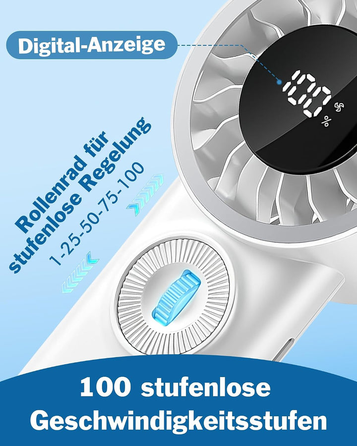 Miady 2 Stück Tragbarer Handventilator,16 Stunden maximale Akkulaufzeit | 3600mAh|USB Wiederaufladba