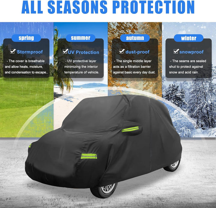 QUARKZMAN wasserdichte Autoabdeckung Outdoor Vollgarage für FIAT 500 2007-2022