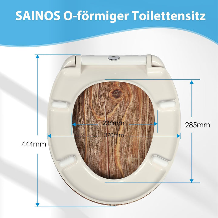 Duroplast-Toilettensitz, O-förmiger Toilettendeckel mit Soft-Close-Mechanismus, Edelstahlscharnier,