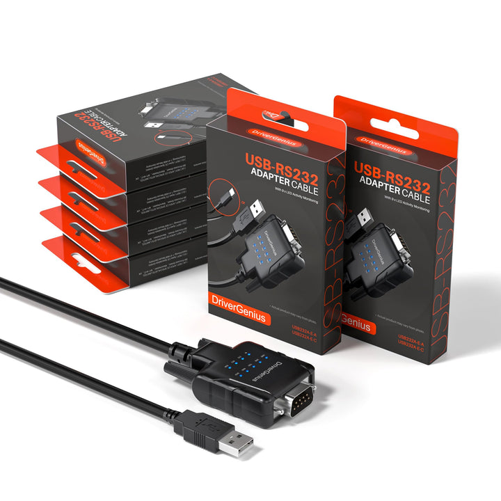 DriverGenius SerialPulseX Serie | USB auf RS232 Seriell Adapter mit 9 x LED Statusanzeige – Für PLC-