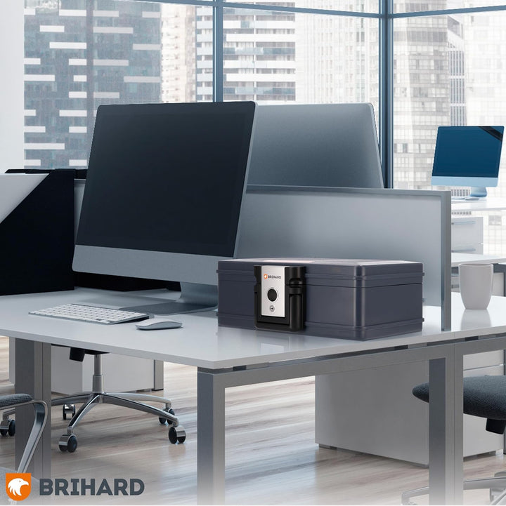 BRIHARD - Zertifizierte Feuerfeste Dokumentenbox 2017 A4, Safe Tresor Feuerfest Wasserdicht mit Schl