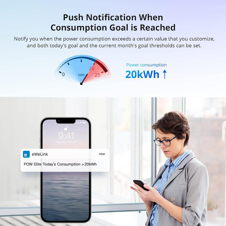 SONOFF POW320D Elite Smart Schalter mit Leistungsmesser, 20A WiFi Smart Switch LCD Digitalenergiezäh