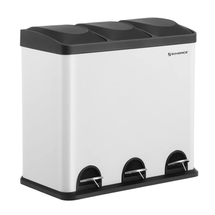 SONGMICS Mülleimer für die Küche, 54 Liter, Abfalleimer, Treteimer mit 3 Fächern, Inneneimern und 6