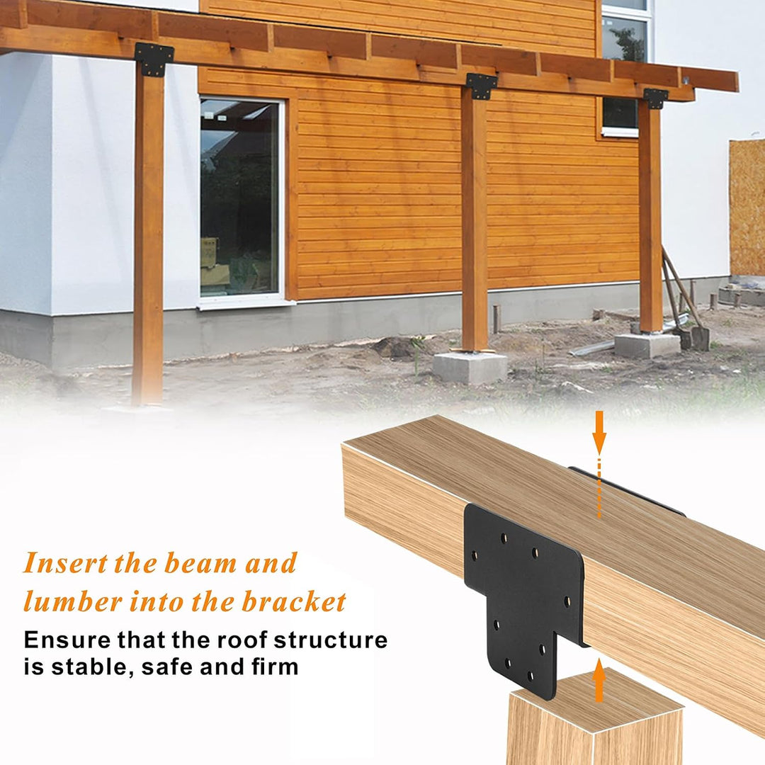VANROUG 2Pcs Heavy Duty Pergola Halterungen 3-Wege-Eckhalterung für 4 x 4 Holz Post Halterung Pergol