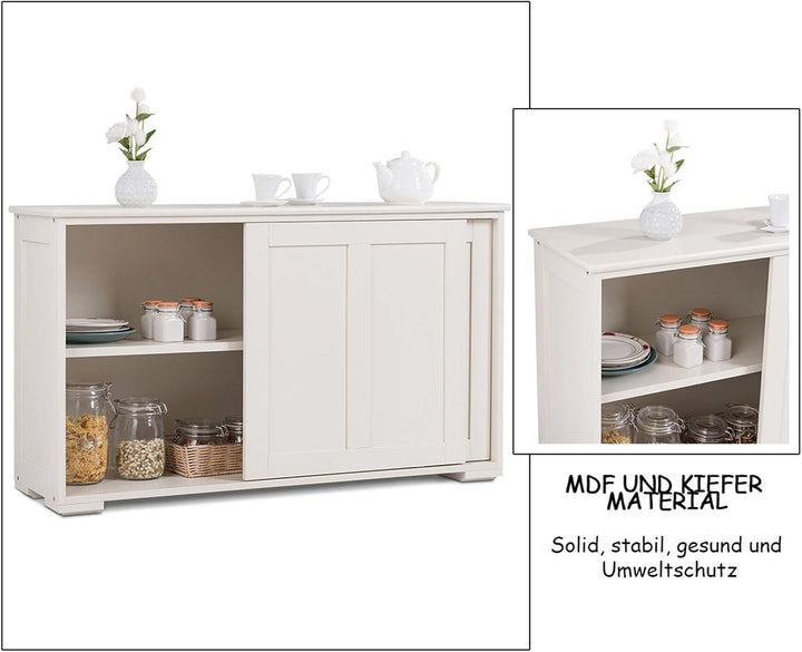 COSTWAY Sideboard, Küchenschrank mit Schiebetüren & verstellbarem Ablage, Buffetschrank Aufbewahrung
