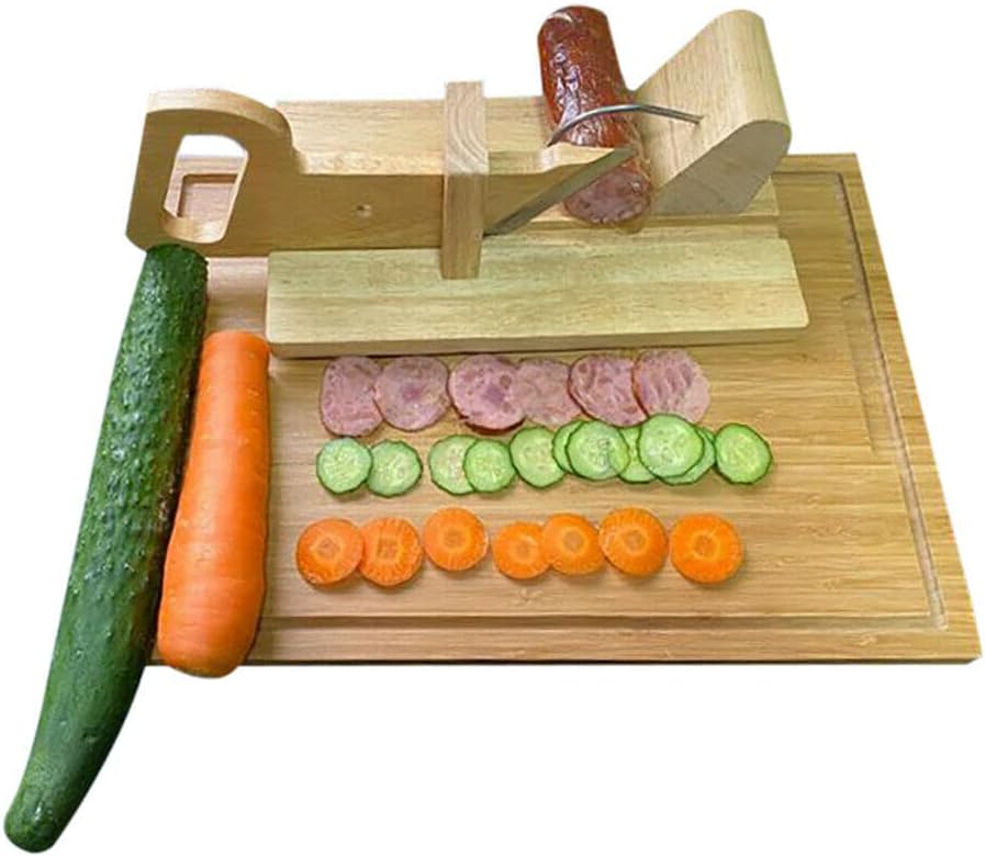 kangten Gemüse Holz Wurstschneidemaschine Edelstahl Klinge Wursthobel Wurst Cutter Küche für Wurst,