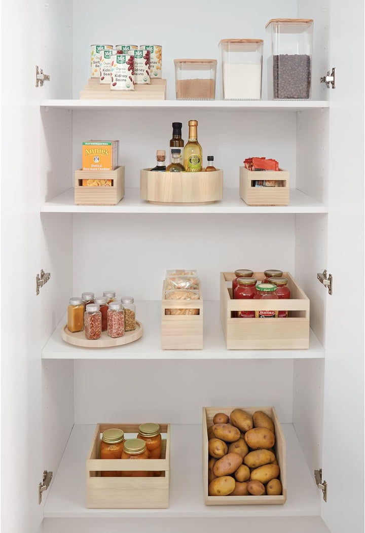 iDesign drehbarer Küchenschrank Organizer mit hohem Rand, Gewürzkarussell aus Paulownia-Holz für Reg