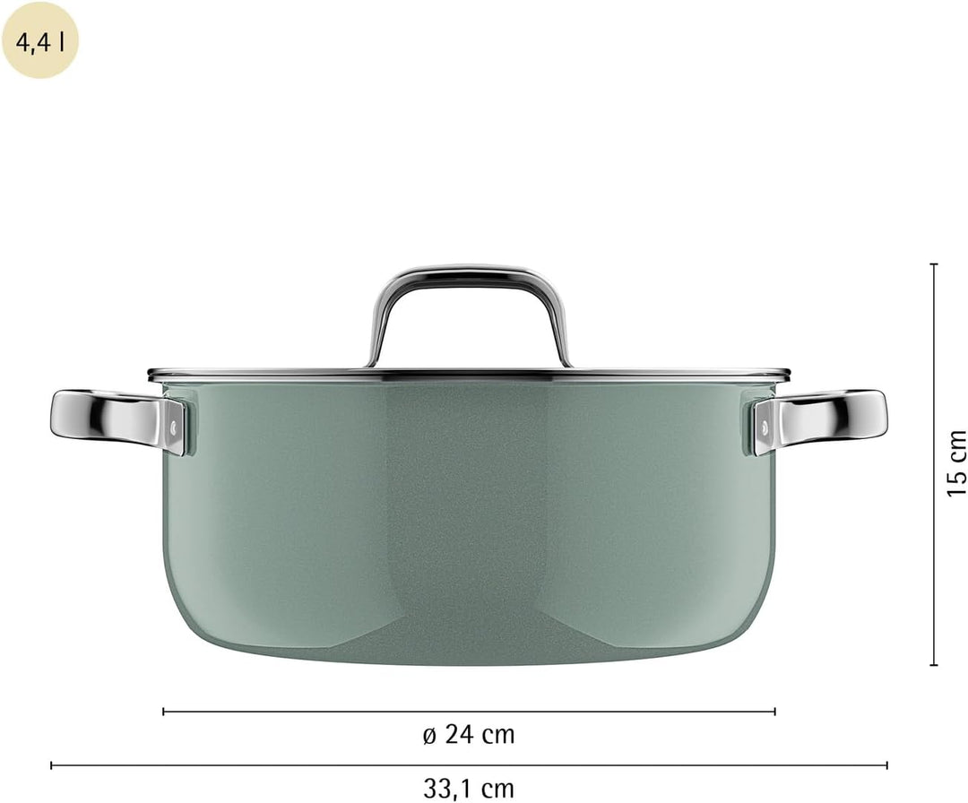 WMF Fusiontec Mineral Pro, Bratentopf mit Deckel 24 cm, langlebiges, kratzfestes Material, Topf Indu