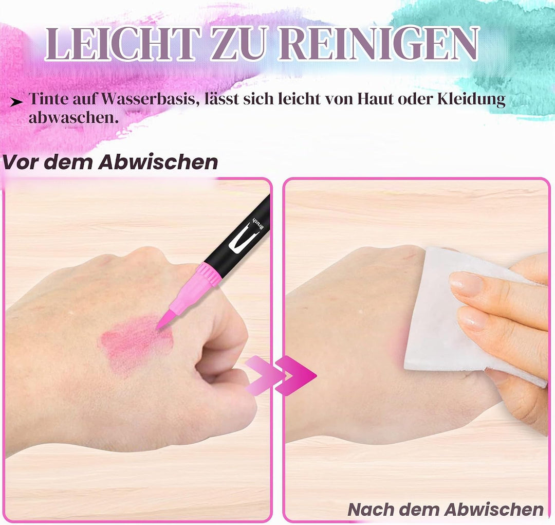 wonsar Dual Brush Pen Set, Filzstifte Dicke und Dünne für Kinder Erwachsene Pinselstifte Marker für
