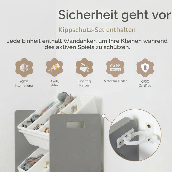 Humble Crew Kinderregal – Spielzeugregal mit 9 Aufbewahrungsboxen, Aufbewahrungsregal für Kinderzimm