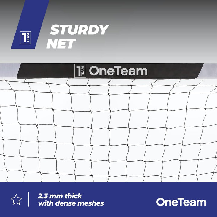 OneTeam One Fussballtor für Kinder und Jugend, aus verzinktem Stahl, mit starkem Netz und Bodenveran
