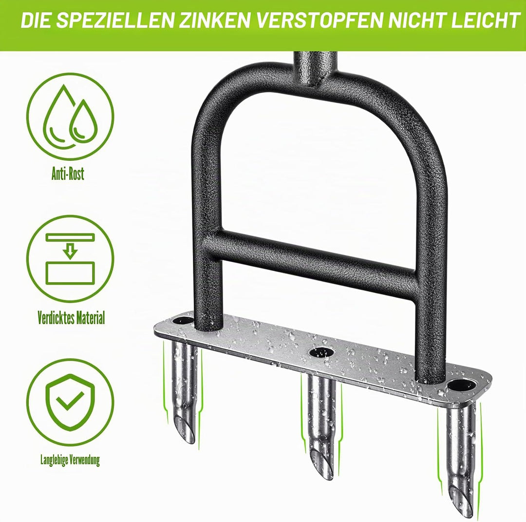 Dolibest Rasenkernbelüfter, Hohle Zinken, Grasbelüftungswerkzeug, Langer Griff, manueller Gartenbode