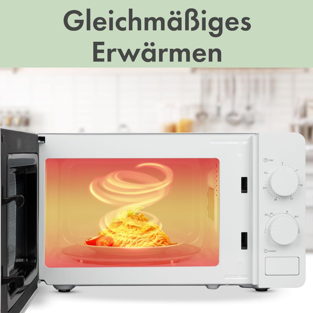 Clatronic® Mikrowelle | 700 Watt | 6 Stufen | 20 Liter Garraum | 360° Drehteller | Timer mit Endsign