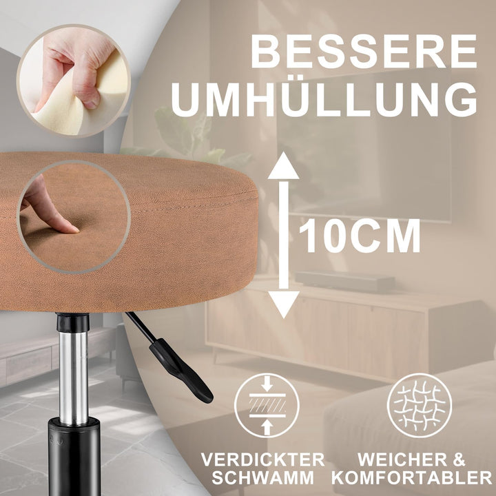 Zedelmaier Rollhocker höhenverstellbar, Bürohocker mit Gummirollen, 360° drehbar Hocker mit Rollen &