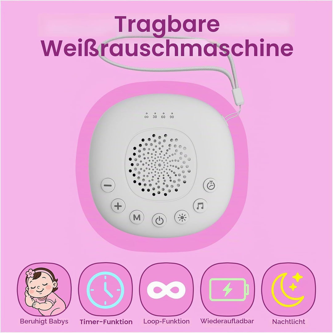 White Noise Machine mit Licht von MMOBIEL – mit 20 beruhigenden Klängen, Timer &amp; USB-C - Kompakte Ei