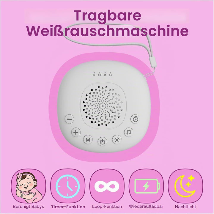 White Noise Machine mit Licht von MMOBIEL – mit 20 beruhigenden Klängen, Timer &amp; USB-C - Kompakte Ei