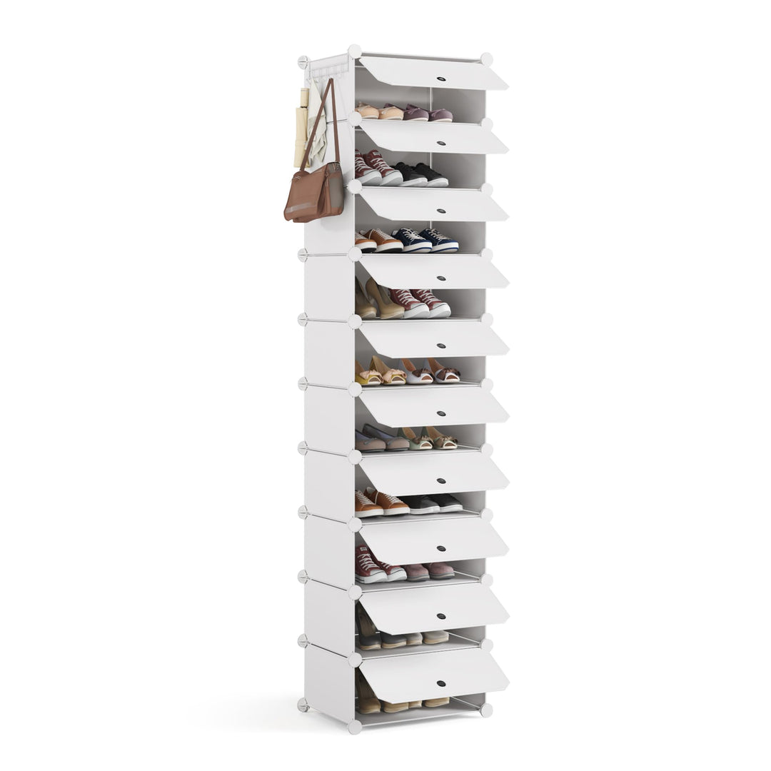 Mondeer Schuhregal, Kunststoff Schuhschrank, Modulares Schuhaufbewahrung mit Tür, Staub- und Wassera