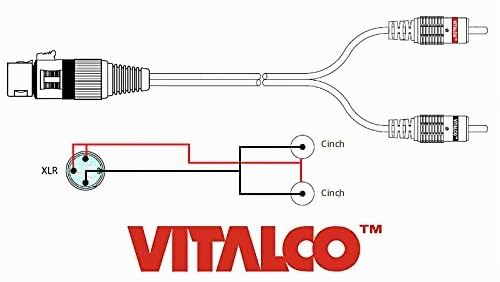 XLR Buchse auf 2x Cinch Stereo Kabel 3m Mikrofonkabel 3 Polig auf Chinch Adapter XLR-F/2RCA 3m, XLR-