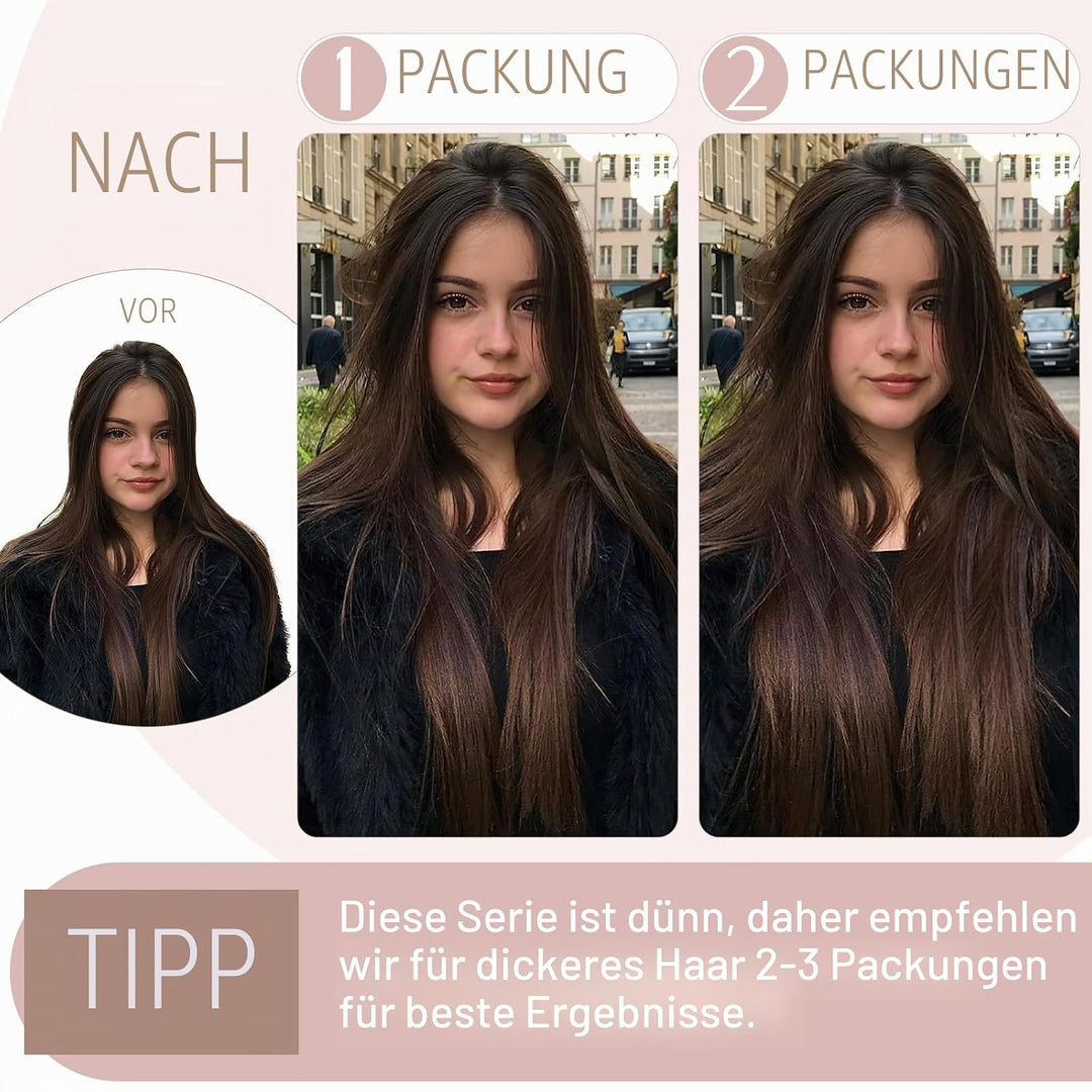 SEGO Clip in Extensions Echthaar 45cm Haarverlängerungen 1 Tresse 5 Clips Haar Haarverdichtung Haart
